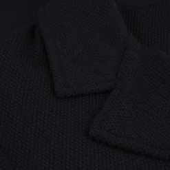 Blazer Knitted Textured Merino Wool, navy